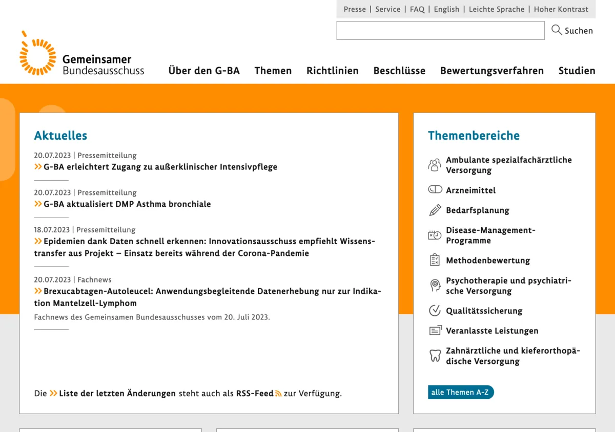 Beispielansicht des Projektes Gemeinsamer Bundesausschuss